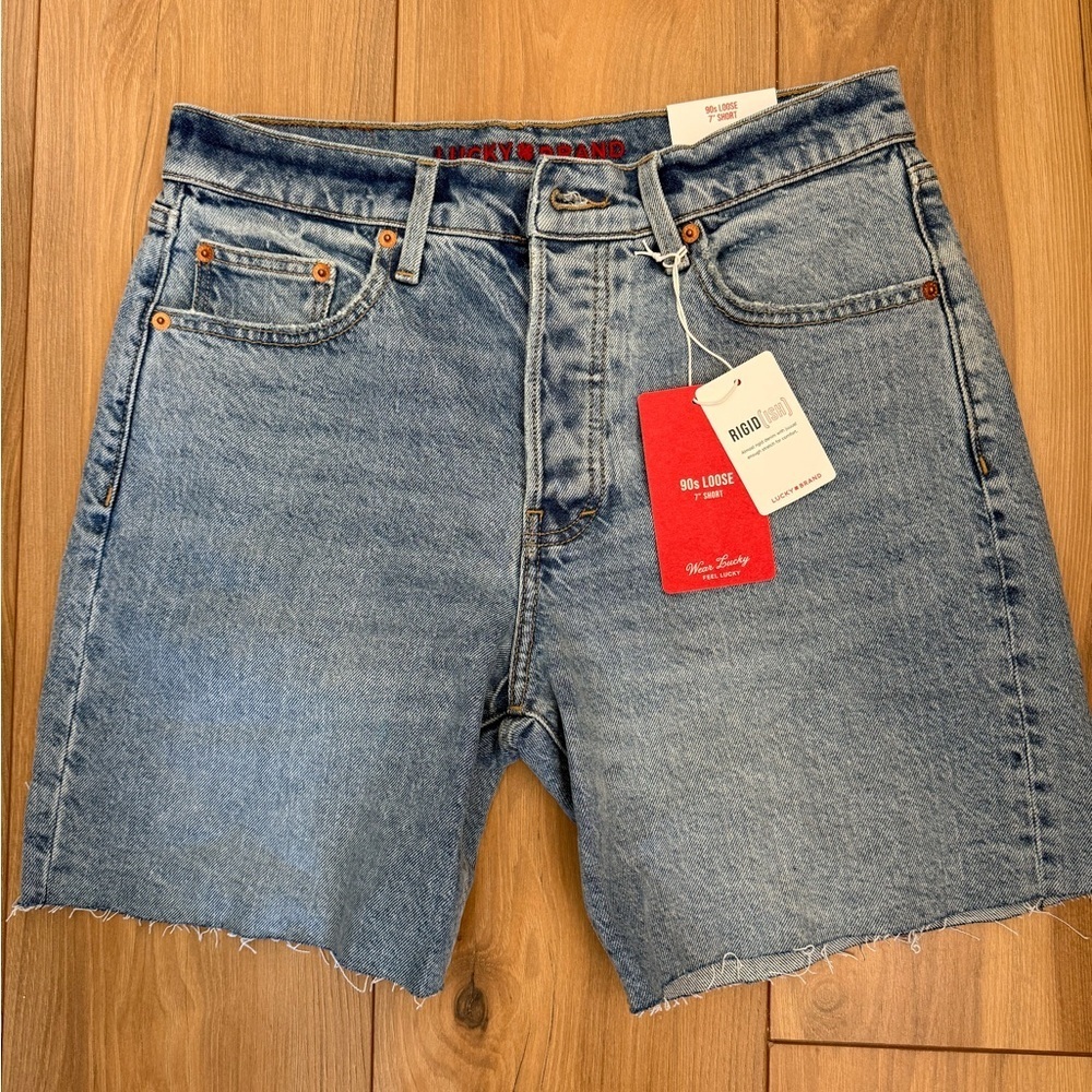 NWT 90s Loose Denim Shorts High Rise Lucky Brand 7” Size 4/27